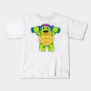 Turtle at Strength training with Dumbbells Kids T-Shirt